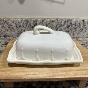 Princess House Pavilion Butter Dish- 2 Piece - #09G3 -white Stoneware  - Heavy